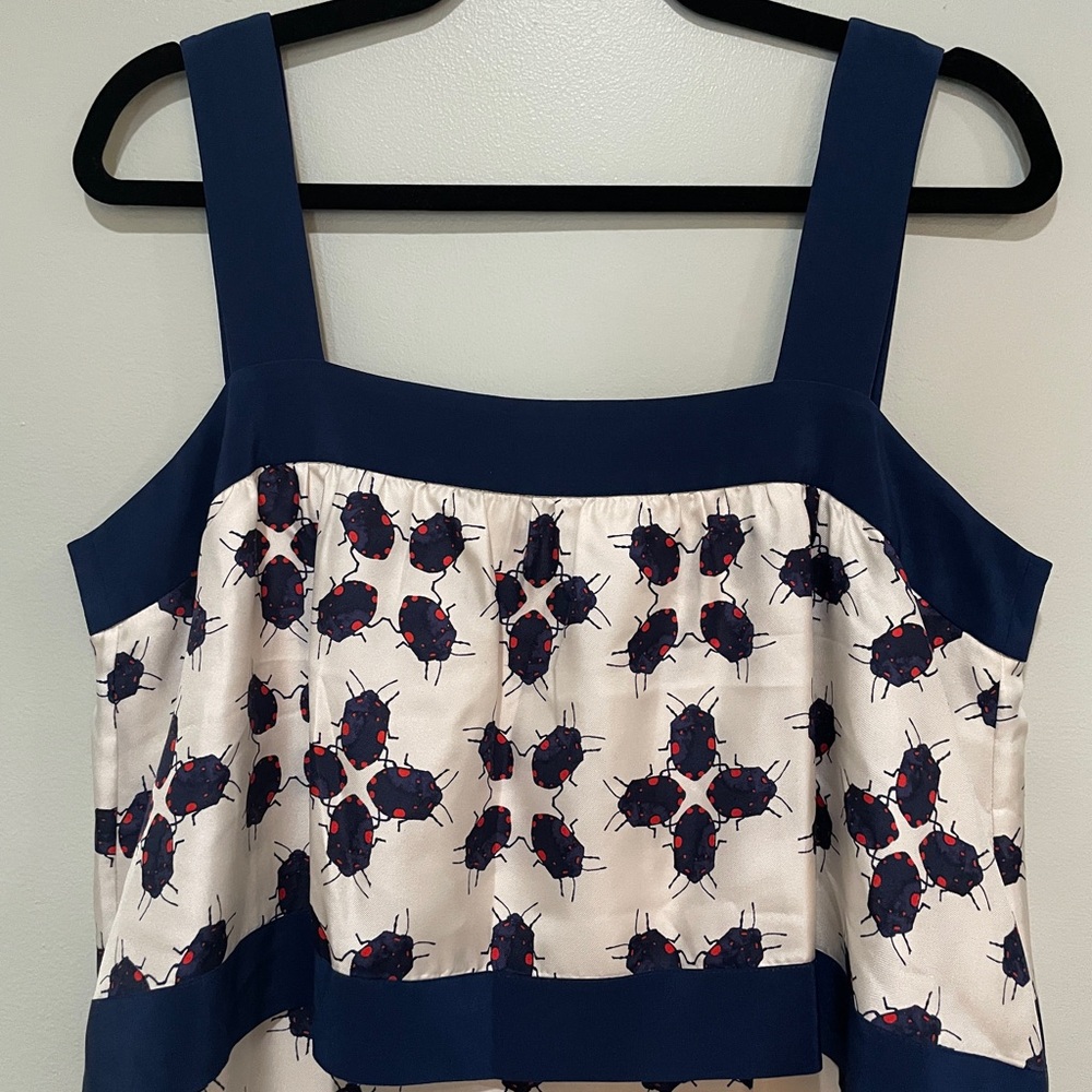 Tory Burch Avila Sleeveless Geometric-print Dress In Beetle Bug - Size 10